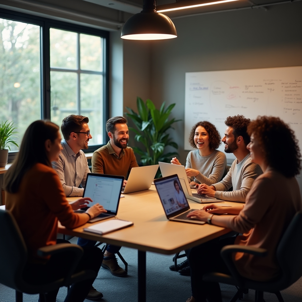 Zespół firmowy uczestniczący razem w webinarze Yukane